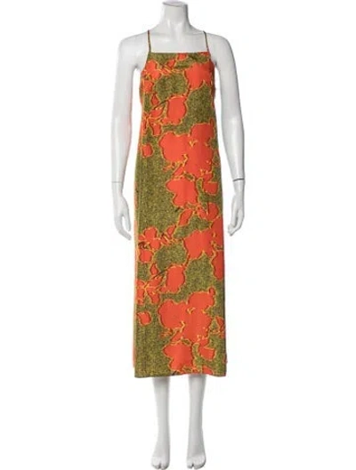 Pre-owned 6397 Silk Long Dress In Orange