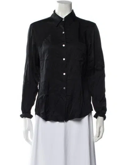 Pre-owned 6397 Silk Long Sleeve Top In Black