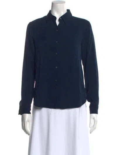Pre-owned 6397 Silk Long Sleeve Top In Blue