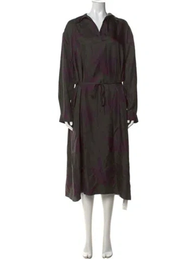 Pre-owned 6397 Silk Midi Length Dress In Green