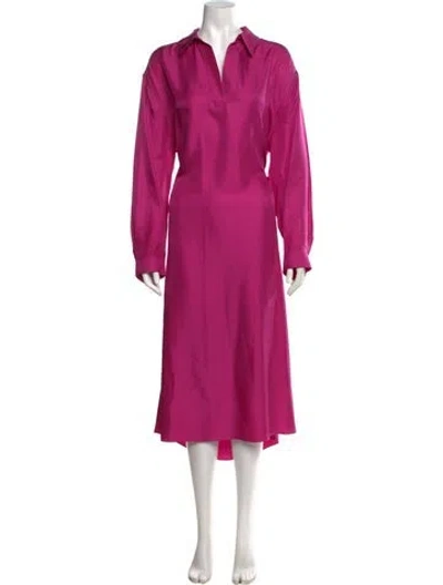 Pre-owned 6397 Silk Midi Length Dress In Pink