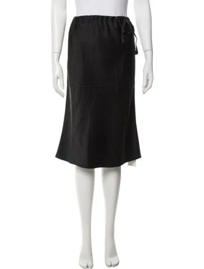 Pre-owned 6397 Silk Midi Length Skirt In Black