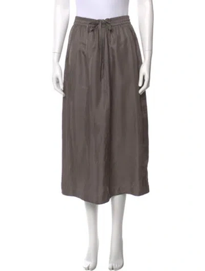Pre-owned 6397 Silk Midi Length Skirt In Gray