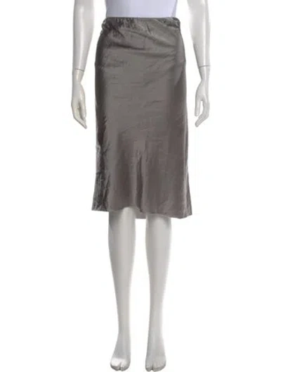 Pre-owned 6397 Silk Midi Length Skirt In Gray