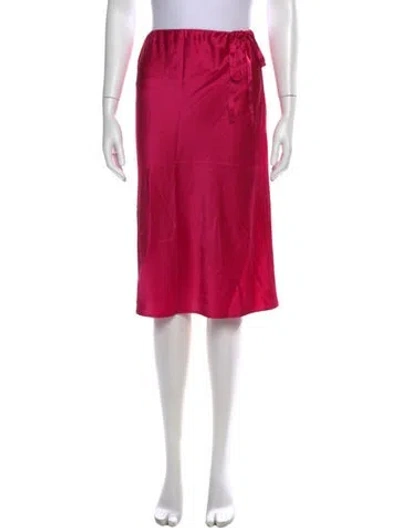Pre-owned 6397 Silk Midi Length Skirt In Pink