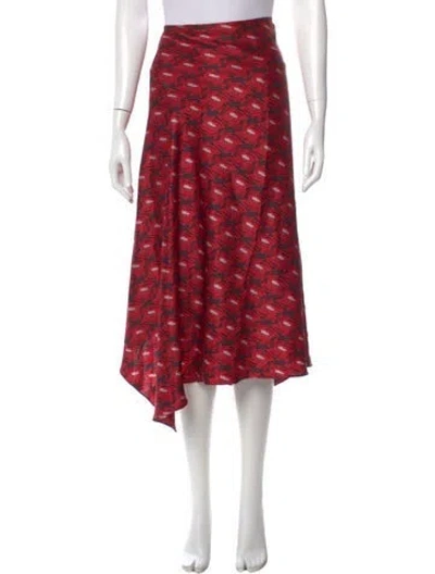 Pre-owned 6397 Silk Midi Length Skirt In Red
