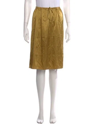 Pre-owned 6397 Silk Midi Length Skirt In Yellow
