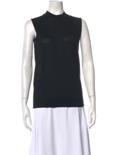 Pre-owned 6397 Silk Mock Neck Top W/ Tags In Black
