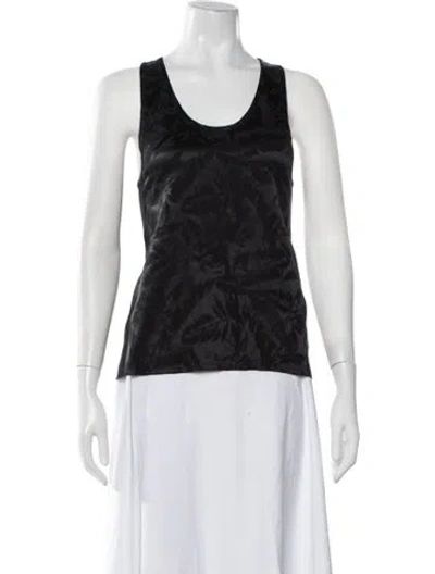 Pre-owned 6397 Silk Printed Top In Black