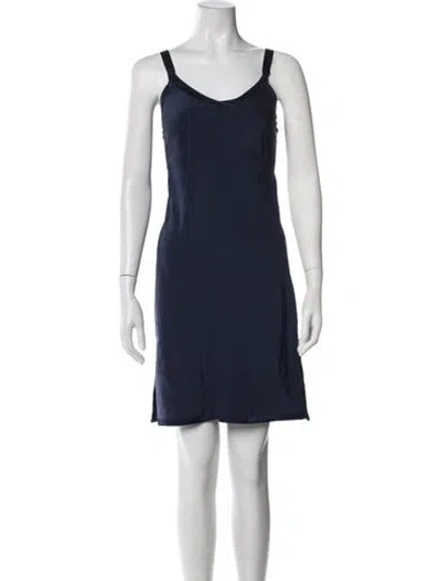 Pre-owned 6397 Silk Scalloped Accent Nightgown In Blue