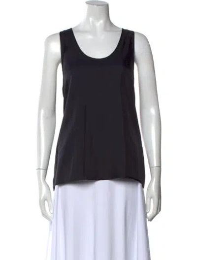 Pre-owned 6397 Silk Scoop Neck Top In Black