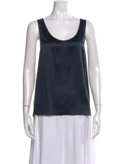 Pre-owned 6397 Silk Scoop Neck Top In Blue