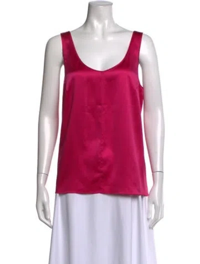 Pre-owned 6397 Silk Scoop Neck Top In Pink