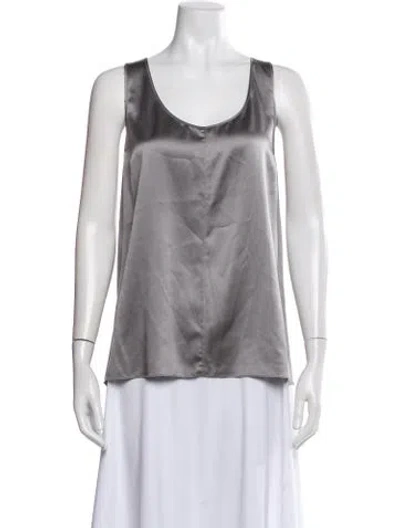 Pre-owned 6397 Silk Scoop Neck Top In Silver