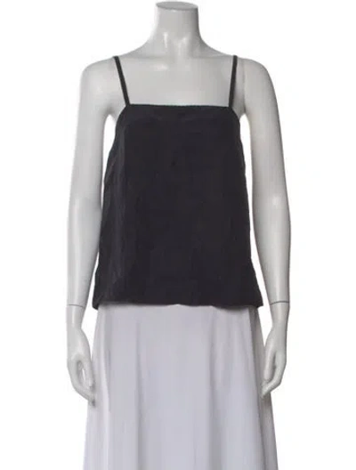 Pre-owned 6397 Silk Square Neckline Top In Black