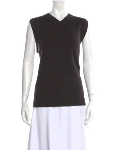 Pre-owned 6397 Silk V-neck Sweater In Brown