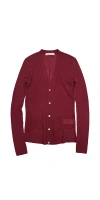 6397 Skinny Rib V Cardigan Wine In Burgundy