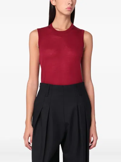 6397 Bordeaux Semi-sheer Tank Top In Burgundy