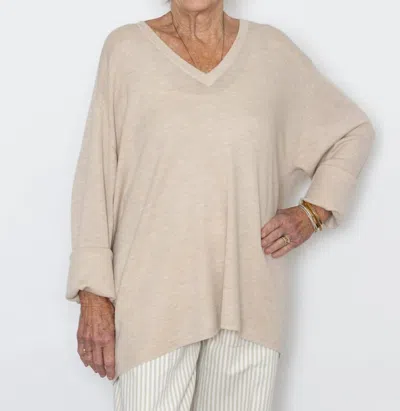 6397 Slinky V Neck Sweater In Heather Oat