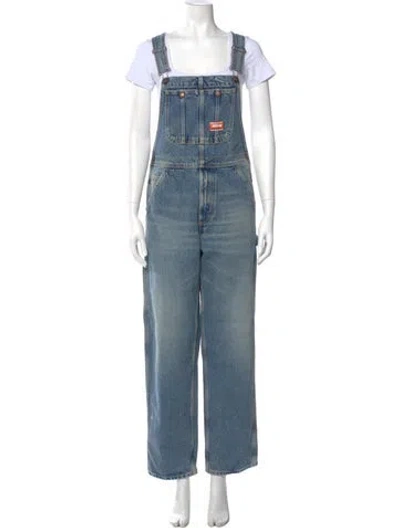 Pre-owned 6397 Square Neckline Jumpsuit In Blue