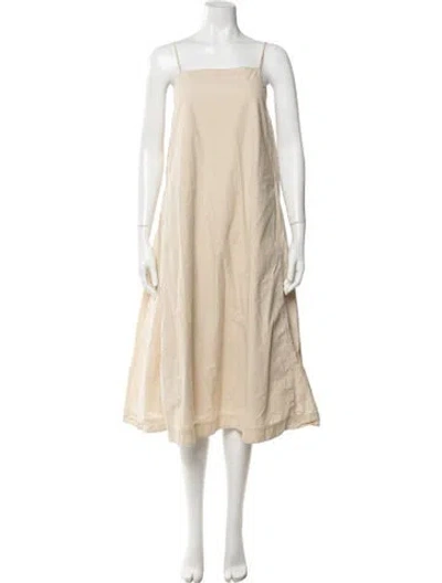Pre-owned 6397 Square Neckline Midi Length Dress In Neutral
