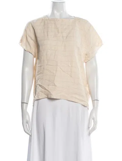 Pre-owned 6397 Striped Bateau Neckline Top In Neutrals