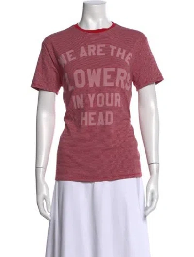 Pre-owned 6397 Striped Crew Neck T-shirt In Pink