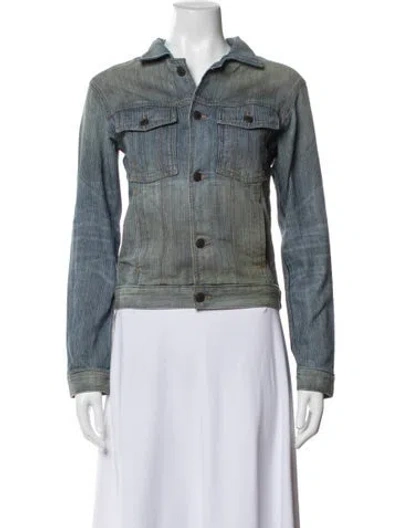 Pre-owned 6397 Striped Denim Jacket In Blue