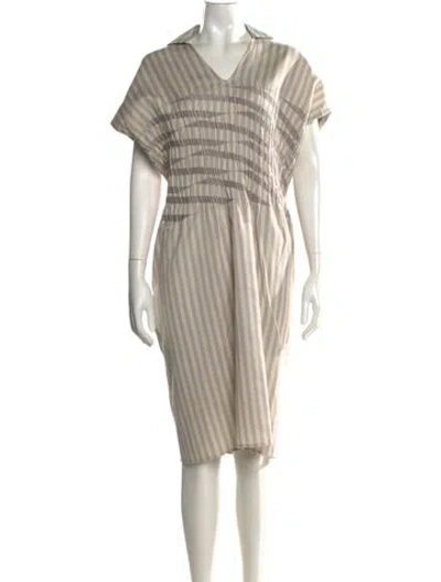 Pre-owned 6397 Striped Knee-length Dress In Neutral