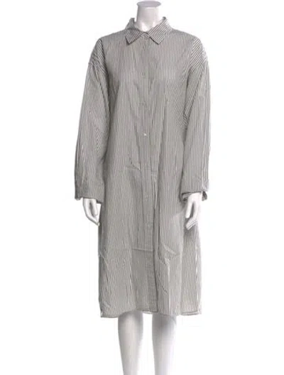 Pre-owned 6397 Striped Midi Length Dress In Green