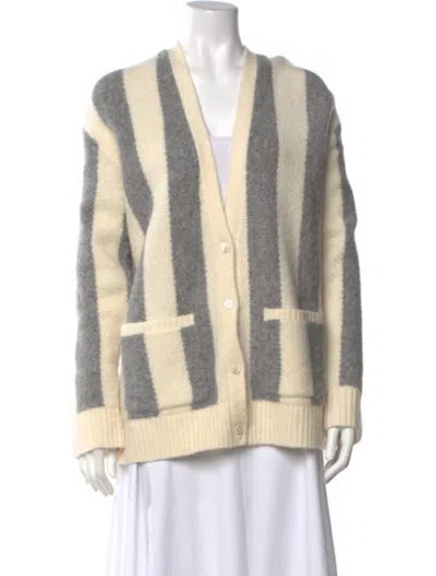 Pre-owned 6397 Striped Open Front Sweater In Neutrals