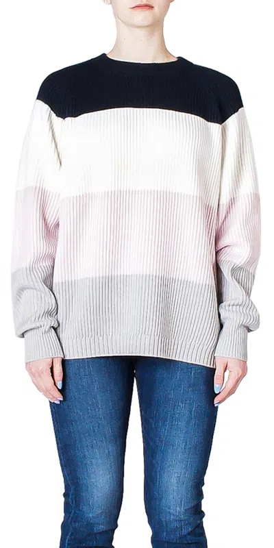 6397 Striped Raglan Sweater In Pink