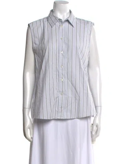 Pre-owned 6397 Striped Sleeveless Button-up Top In Multi