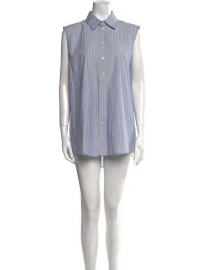 Pre-owned 6397 Striped Sleeveless Tunic W/ Tags In Blue