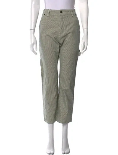 Pre-owned 6397 Striped Straight Leg Pants In Green