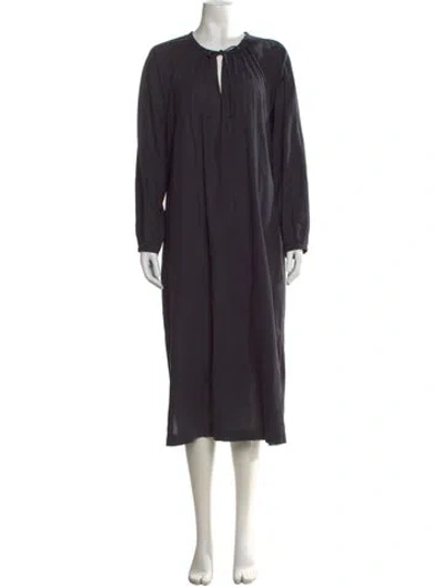 Pre-owned 6397 Tie Neck Long Dress In Blue