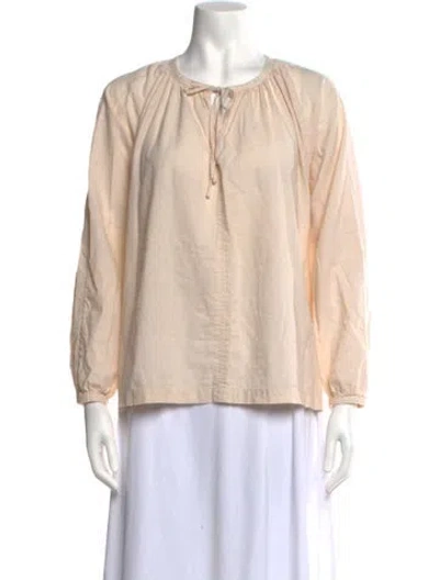 Pre-owned 6397 Tie Neck Long Sleeve Top In Neutrals