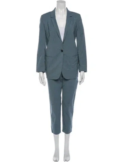Pre-owned 6397 Virgin Wool Pantsuit In Blue
