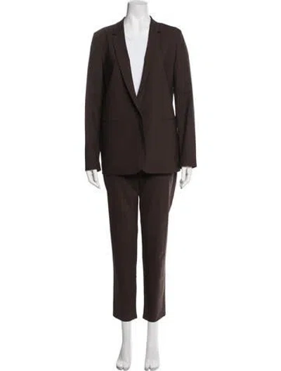 Pre-owned 6397 Virgin Wool Pantsuit In Brown