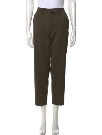 Pre-owned 6397 Virgin Wool Straight Leg Pants In Green