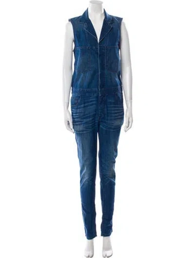 Pre-owned 6397 V-neck Jumpsuit In Blue