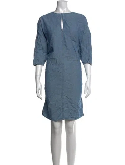 Pre-owned 6397 V-neck Knee-length Dress In Blue