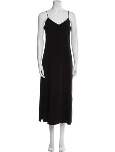 Pre-owned 6397 V-neck Long Dress In Black