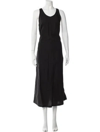 Pre-owned 6397 V-neck Long Dress In Black