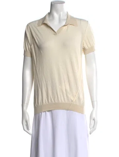 Pre-owned 6397 V-neck Short Sleeve Polo In Neutral