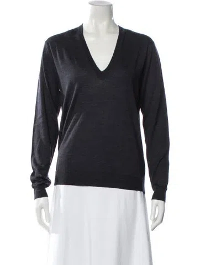 Pre-owned 6397 V-neck Sweater In Gray