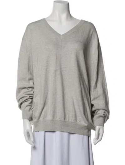 Pre-owned 6397 V-neck Sweater In Grey