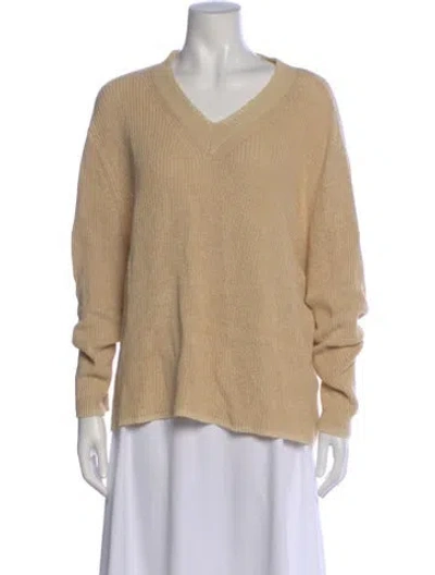 Pre-owned 6397 V-neck Sweater In Neutral