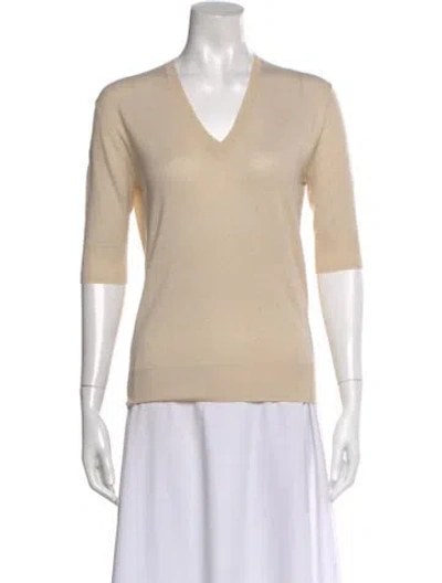 Pre-owned 6397 V-neck Sweater In Neutral