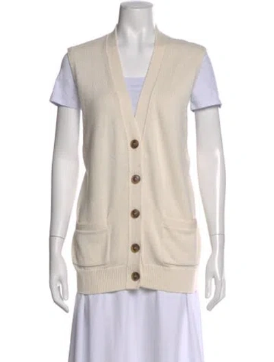 Pre-owned 6397 V-neck Sweater In Neutral